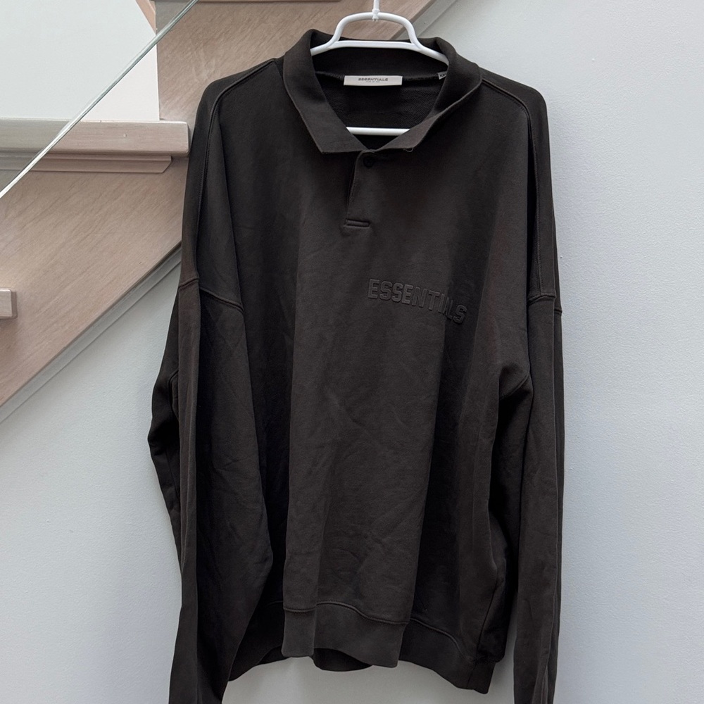 Fear of God Essentials Black Men's Polo Long Sleeve Shirt XXL NEW